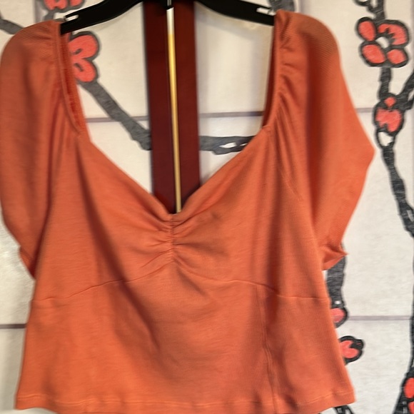 NWT American Eagle 🦅 Off the Shoulder Ribbed Crop Top, Great Color - Picture 3 of 7